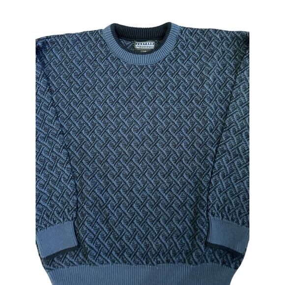 VTG Jantzen Classics Black Blue 90's Y2K Diamond Grandpa Sweater Size Large - Picture 6 of 9